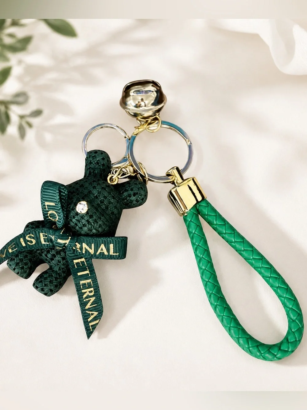 Green Teddy Bear Bag Charm Keychain | Purse Charm | Tumbler Charm NWT